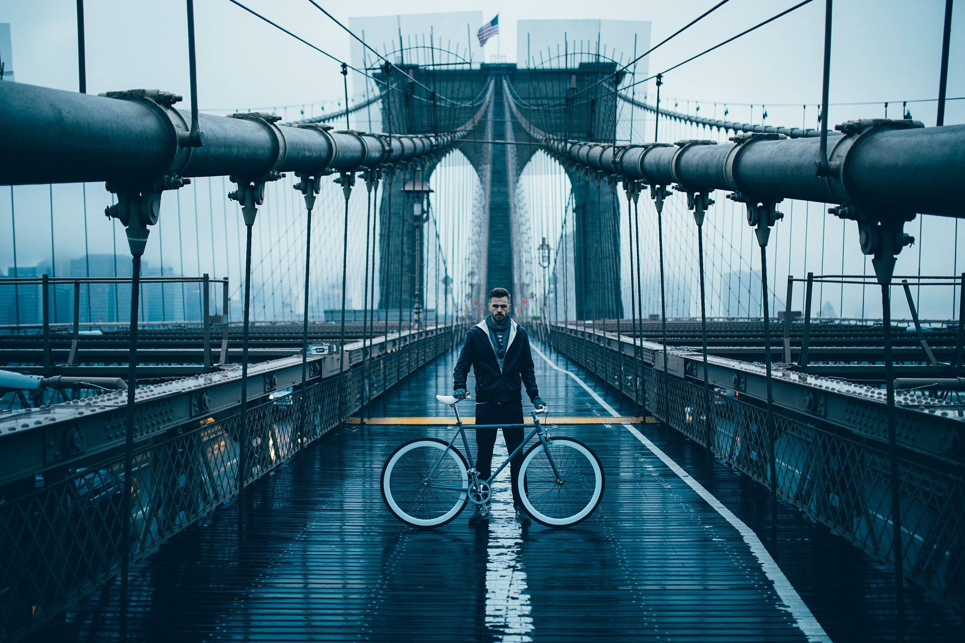 pure fix bike on a bridge